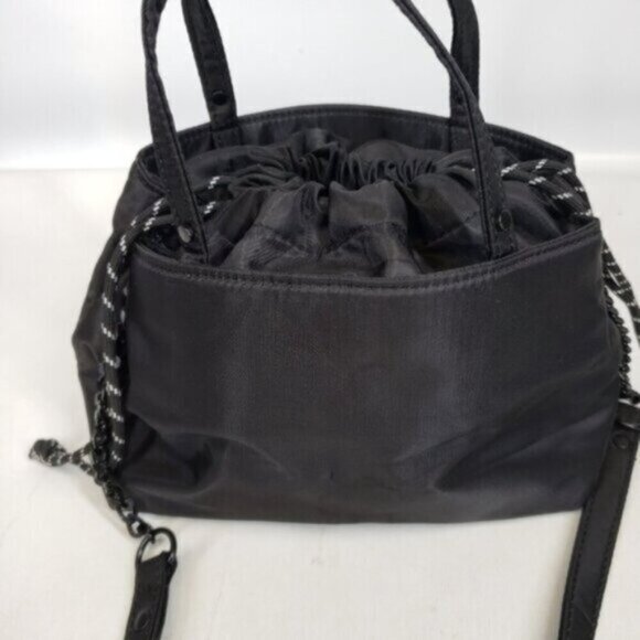 Zara Black Nylon Drawstring  Lunch Bag Crossbody Double Handles Back to School - Picture 4 of 13